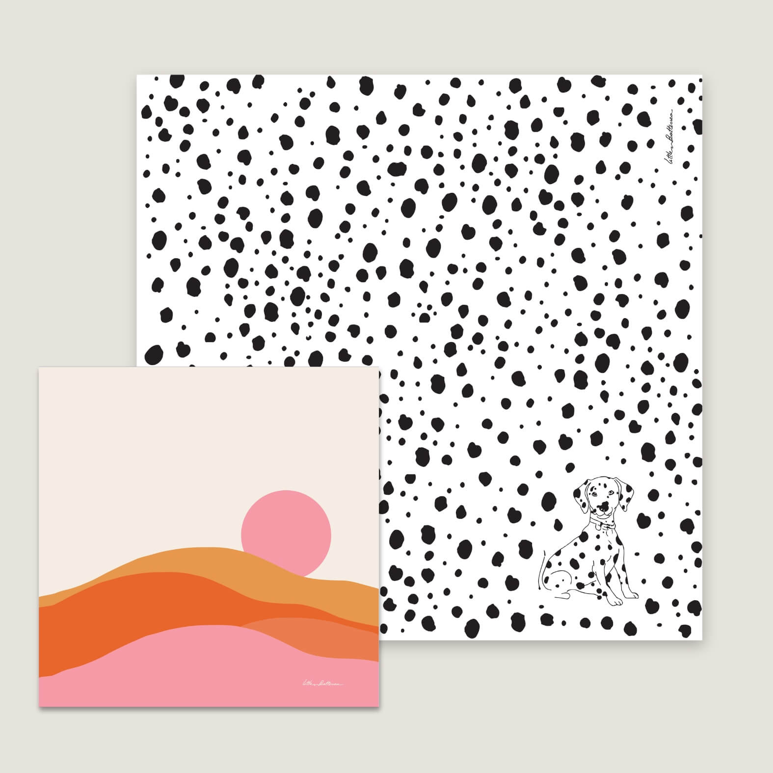 one large square and one small square muslin fabrics
